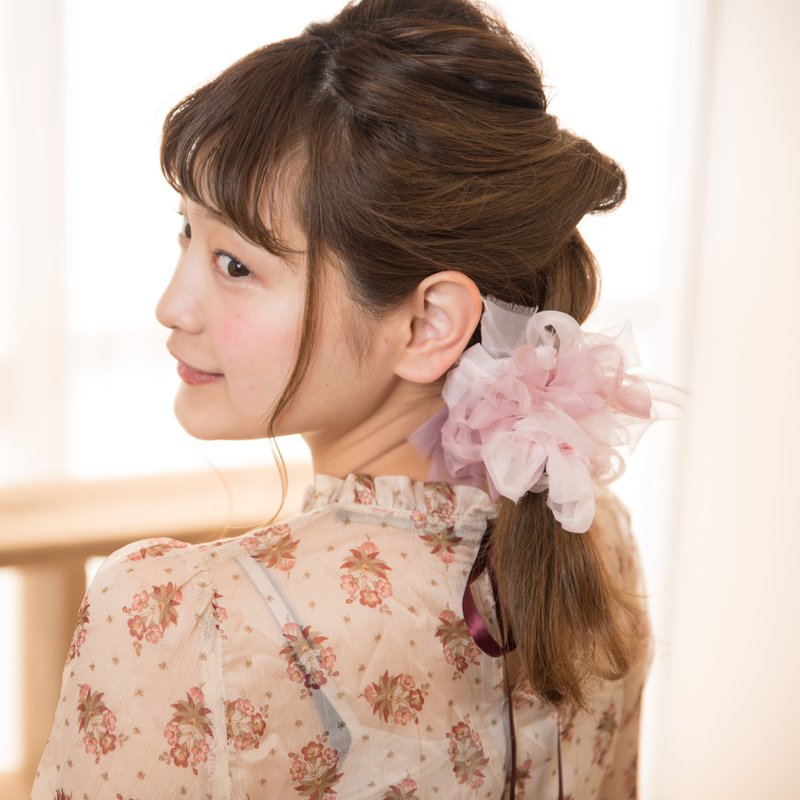 紫云英_彩色花漾编织发圈 / 发饰 / 细发圈 / hair accessories - 发饰 - 其他材质 粉红色