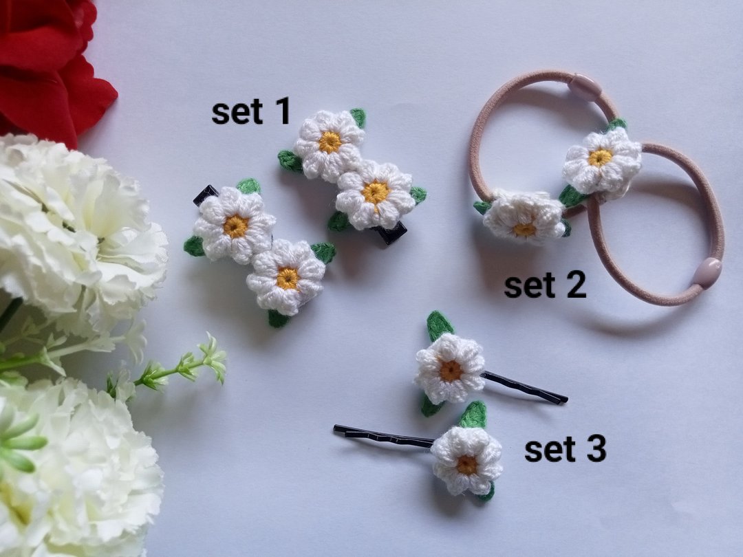 Hair clip, Daisy flower hair clip, hair decoration - 发饰 - 压克力 白色
