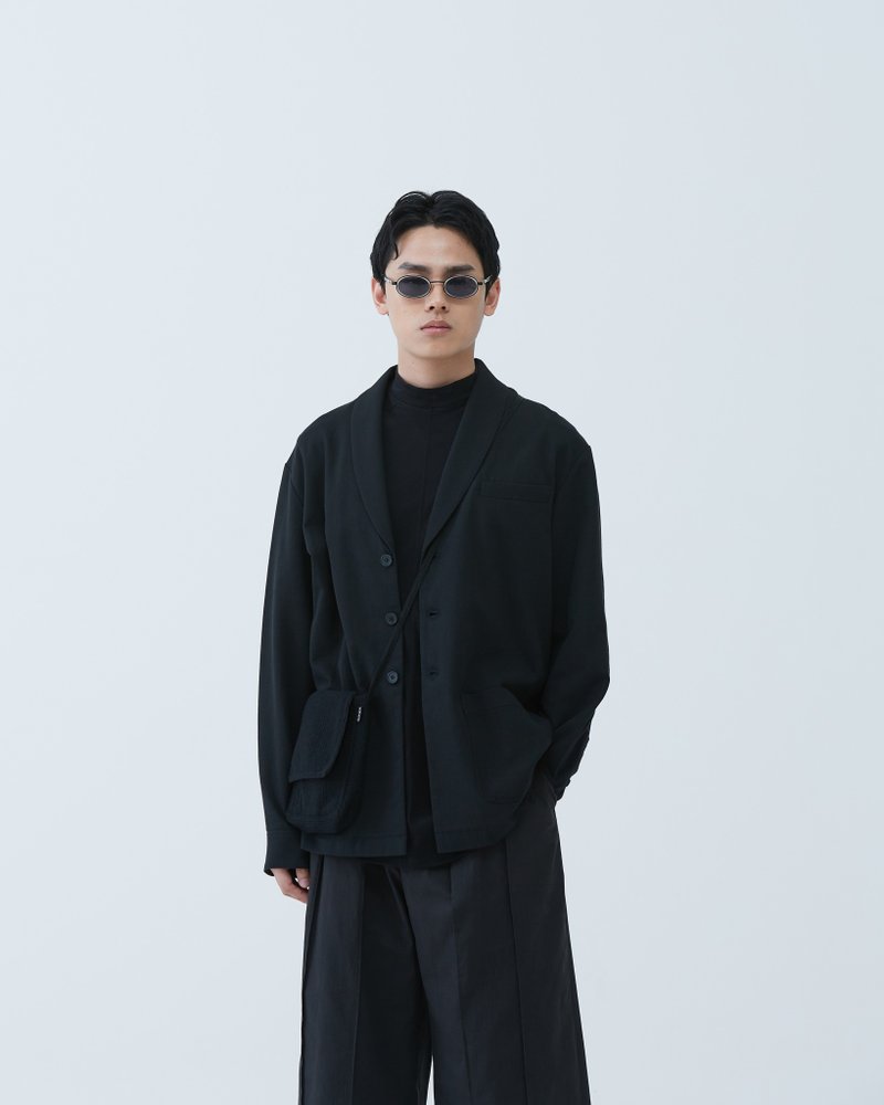 弧形领西装外套 Curved Collar Suit - 男装西装外套 - 棉．麻 黑色