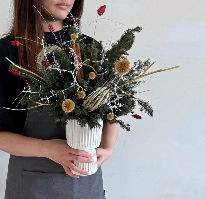 吊饰圣诞树 干燥花 圣诞节盆花 永生雪松  附赠吊饰材料 - 干燥花/捧花 - 植物．花 绿色