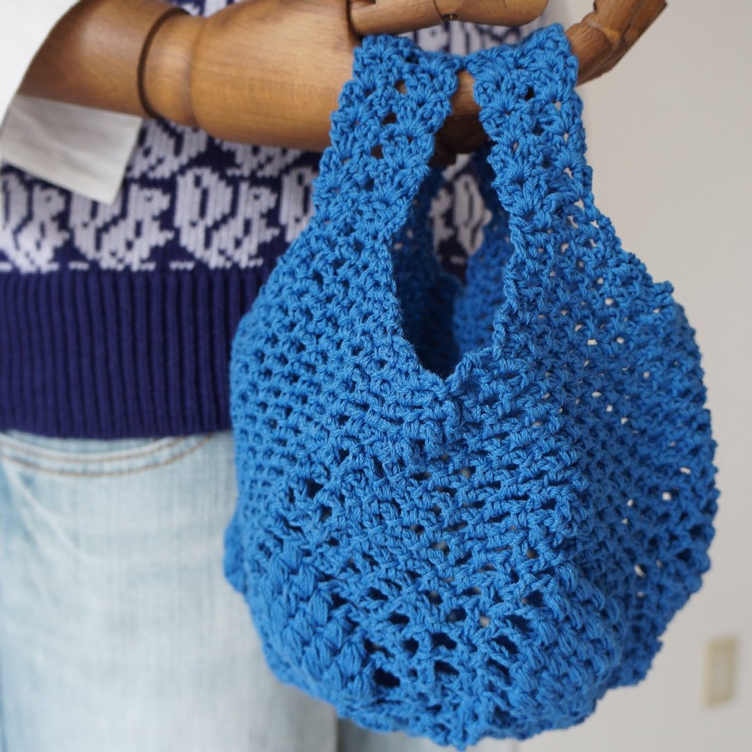 Ba-ba handmade Openwork knitting multi bag No.MB29 - 手提包/手提袋 - 其他材质 蓝色