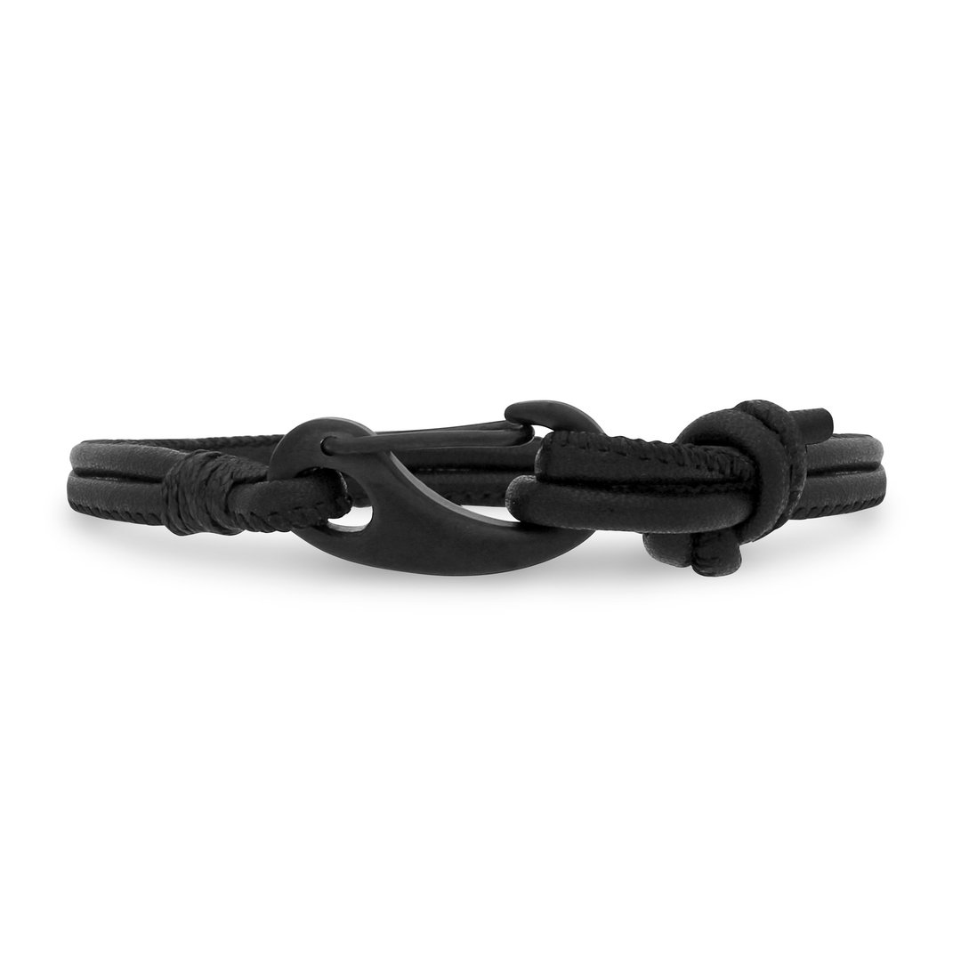 Ron Bracelet — Black Leather - 手链/手环 - 真皮 黑色