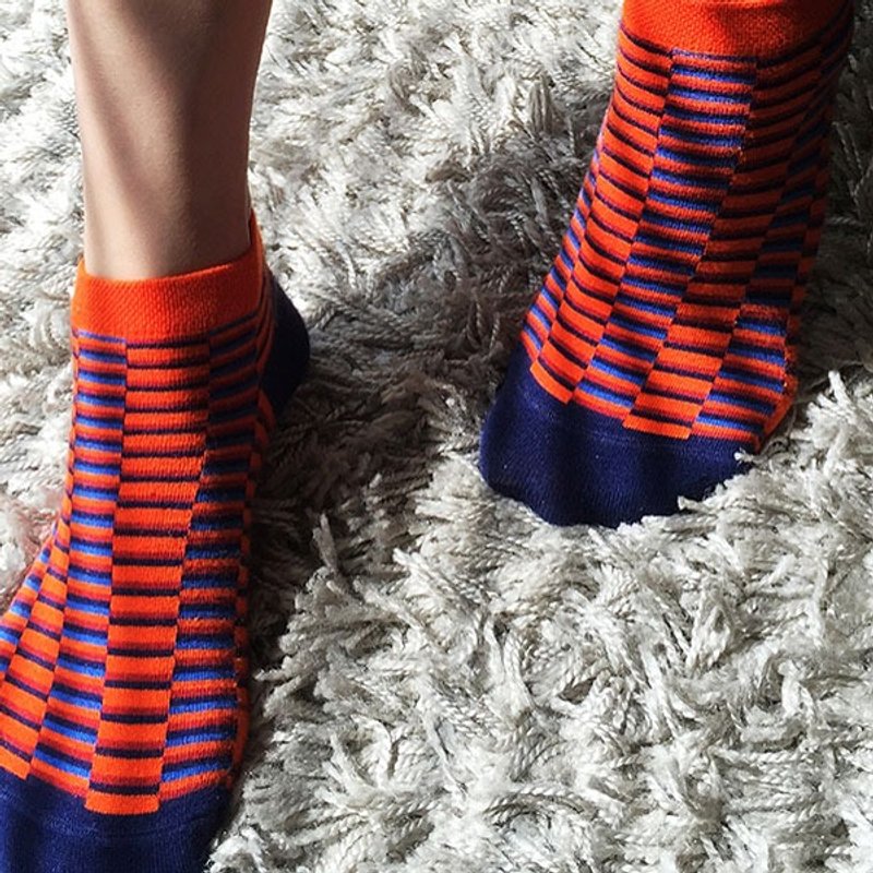 socks_orange_illusion / orange / socks / - 袜子 - 棉．麻 橘色