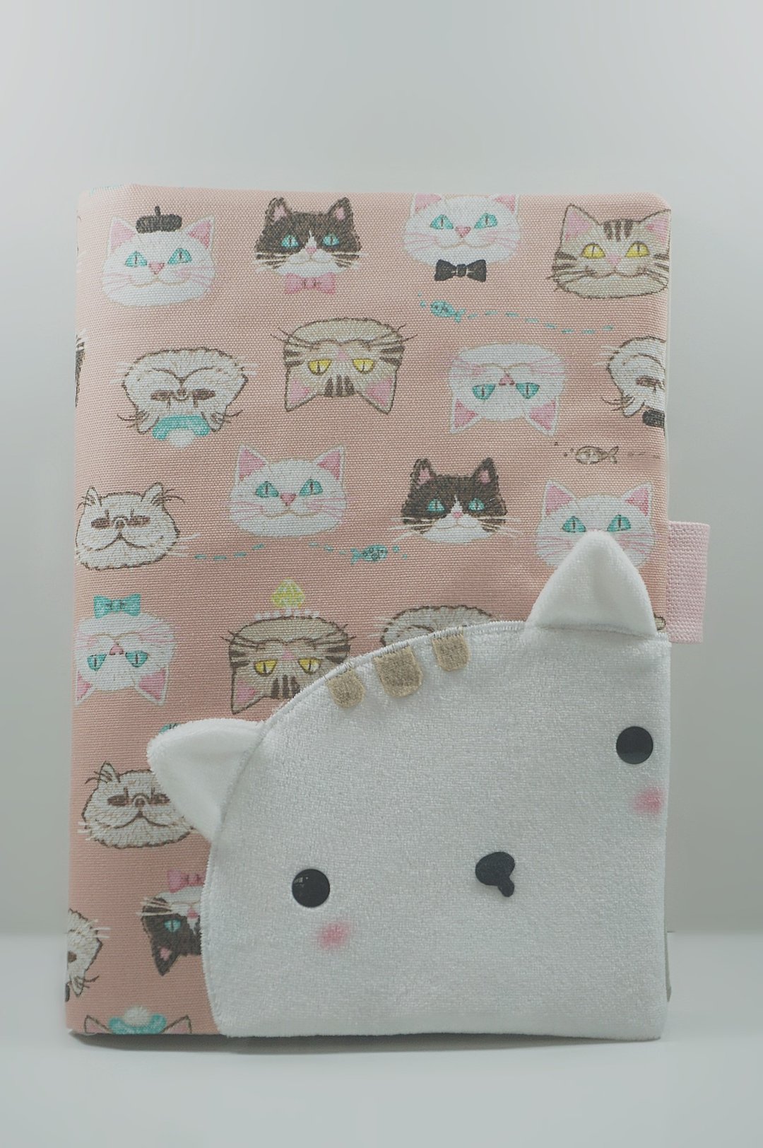 Bucute吉野猫半立体布书套/妈妈儿童手册书套/生日礼物/手工制作 - 书衣/书套 - 聚酯纤维 粉红色