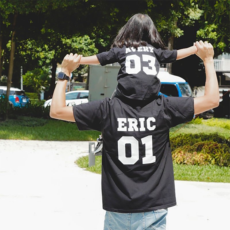 球衣款-大人上衣 - 亲子装 - 棉．麻 黑色