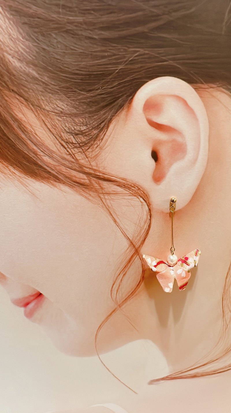 手作折纸系列~蝴蝶 - 耳环/耳夹 - 纸 多色