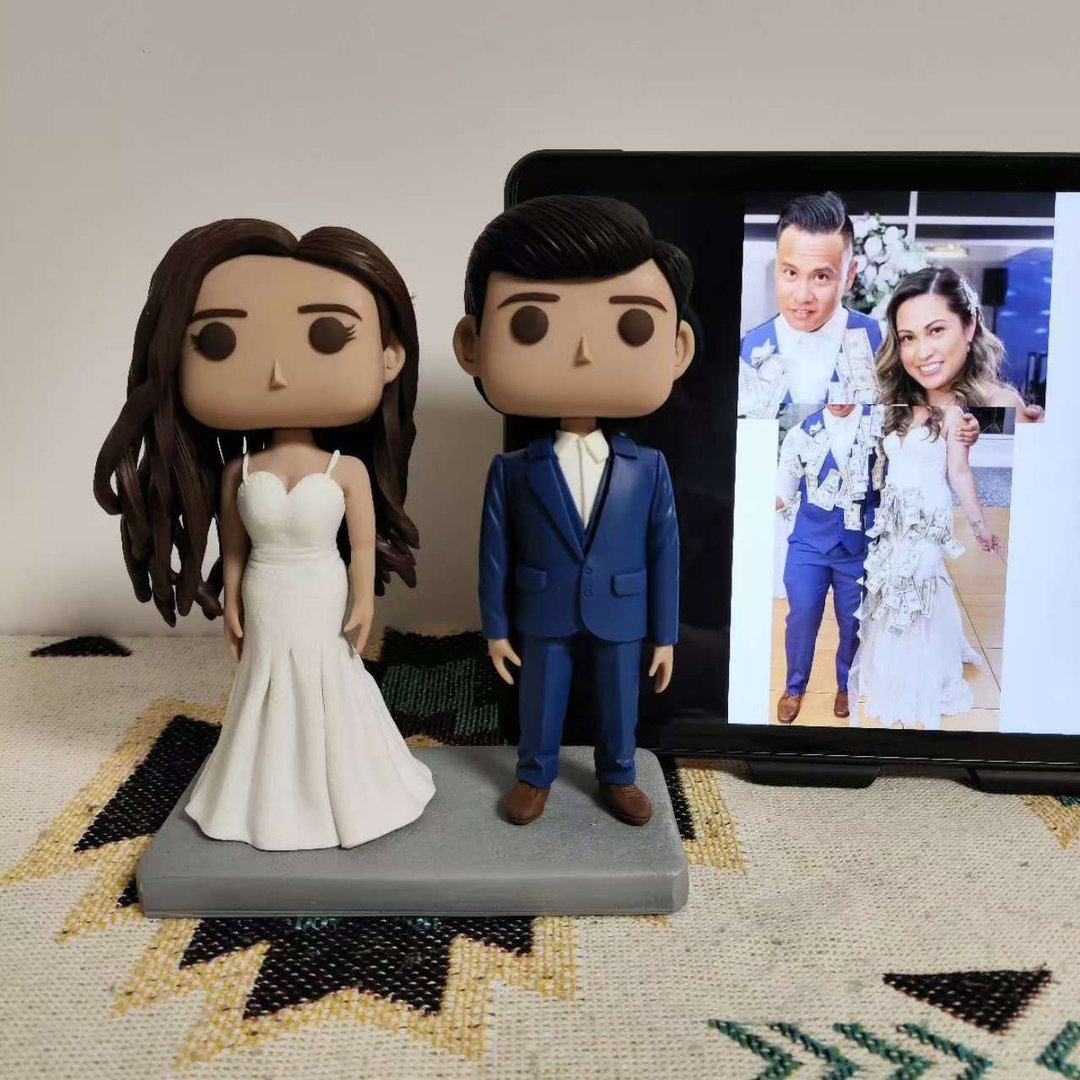 纯手工定制美国Funko Pop 自画像公仔情侣父母夫妻结婚周年礼物 - 玩偶/公仔 - 粘土 多色