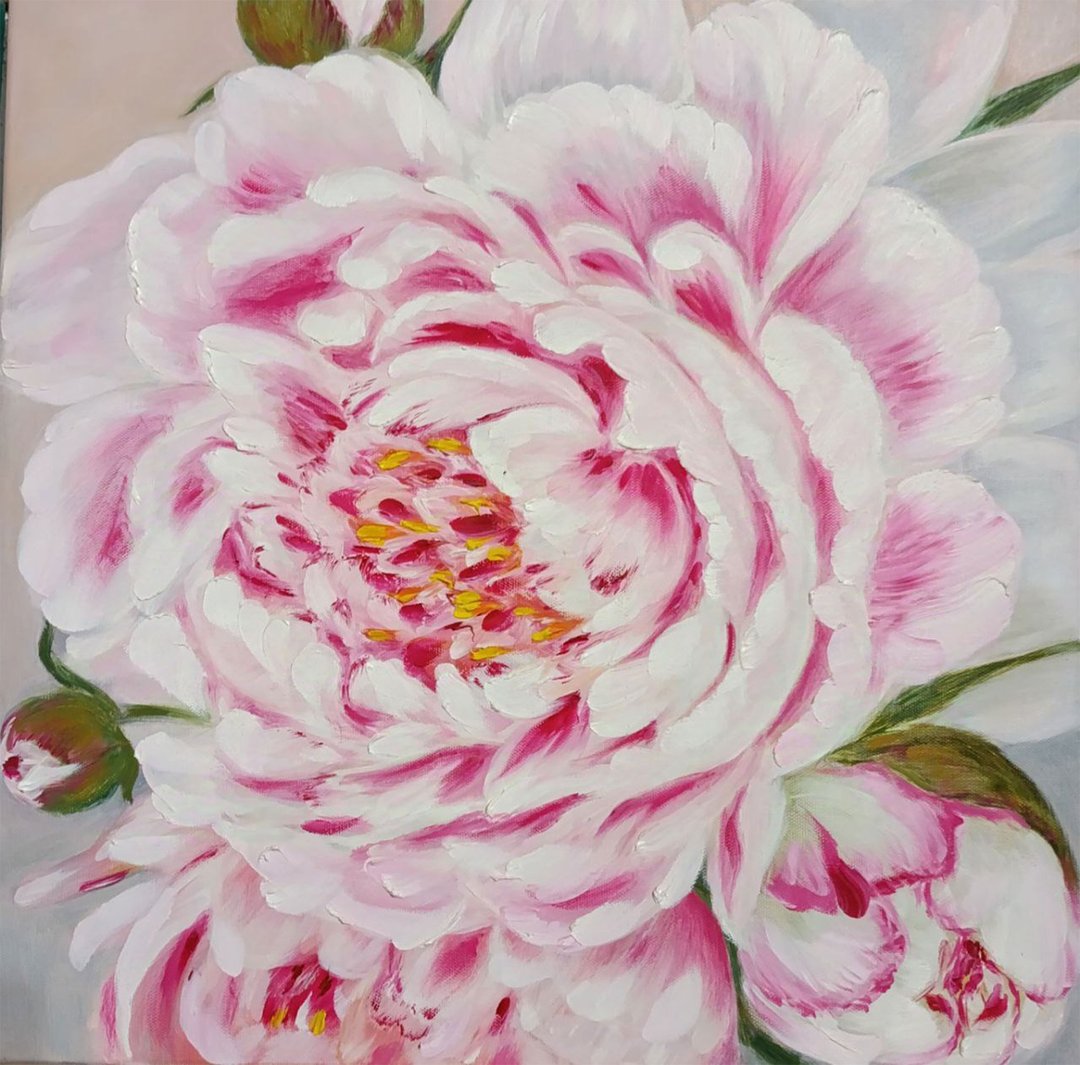粉红牡丹画 原创艺术 花卉艺术 印象派油画 - 海报/装饰画/版画 - 棉 粉红色