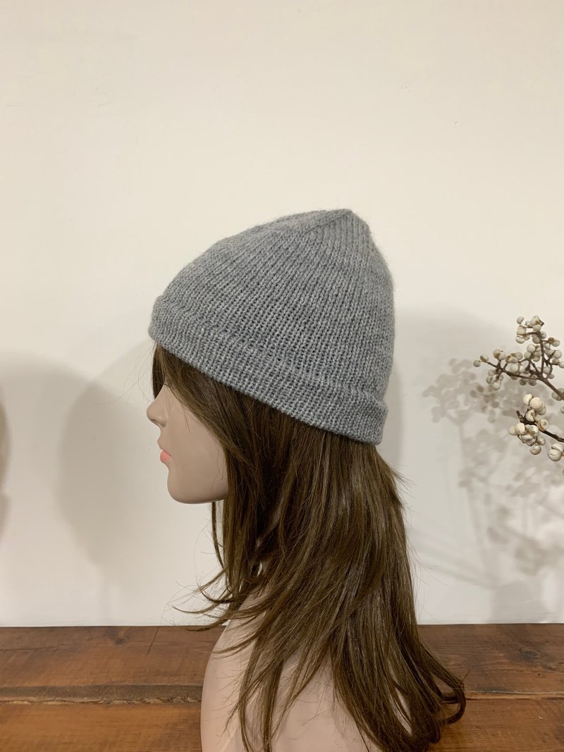 纯羊毛毛线帽。。手作。中性基本款。水兵帽。西瓜皮帽。灰色 - 帽子 - 羊毛 