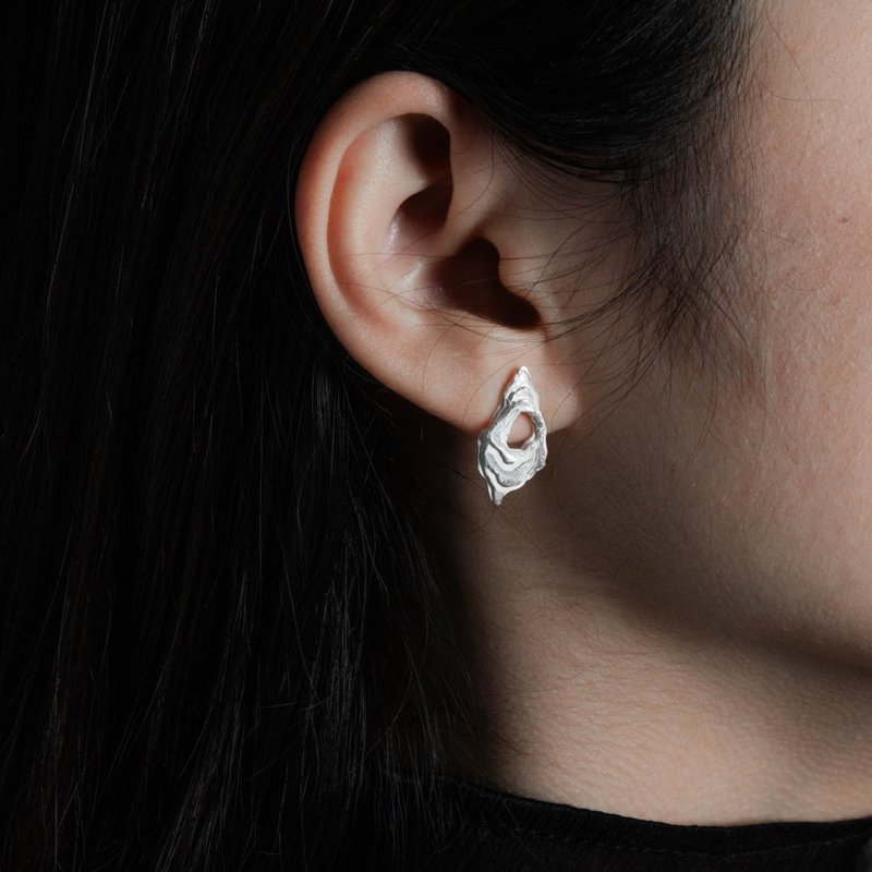 沉积 Sedimentary I 【碎】贴耳耳饰 - 纯银 - 耳环/耳夹 - 纯银 银色