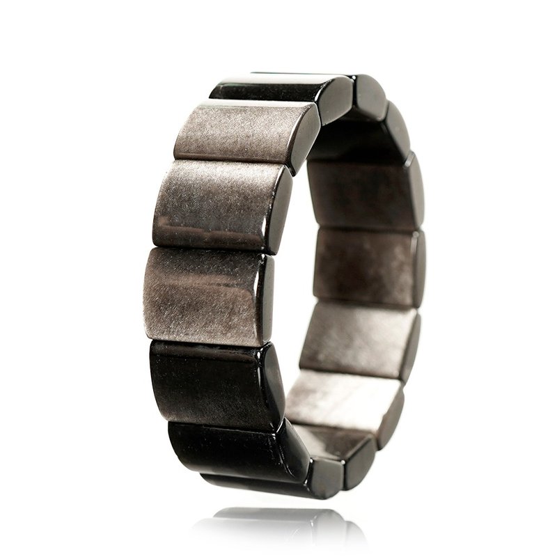 【正佳珠宝】银曜石 高品银沙银曜 15x20mm 宽版银曜石手排 - 手链/手环 - 半宝石 多色