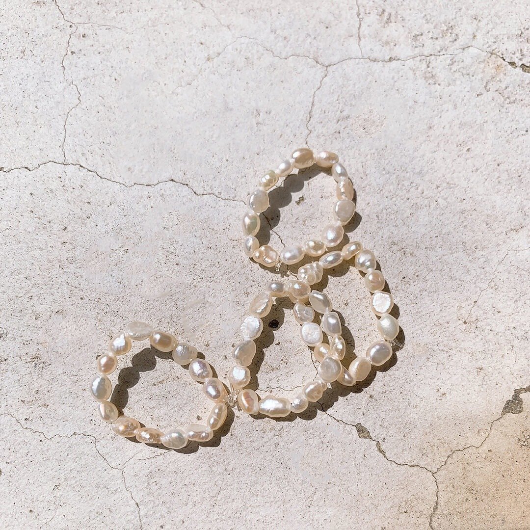 天然淡水珍珠戒指 Pearls Ring - 戒指 - 珍珠 白色