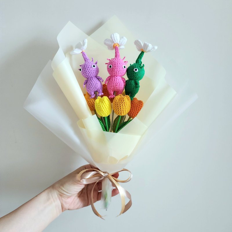 加一只玩偶的 Q 版郁金香花束 纯花束在另一个卖场 - 干燥花/捧花 - 棉．麻 橘色