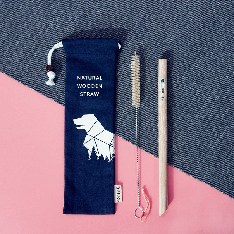 【2020年度代表色】即将绝版 DUBBE天然木吸管 Pinkoi独家轻旅组 - 环保吸管 - 木头 蓝色