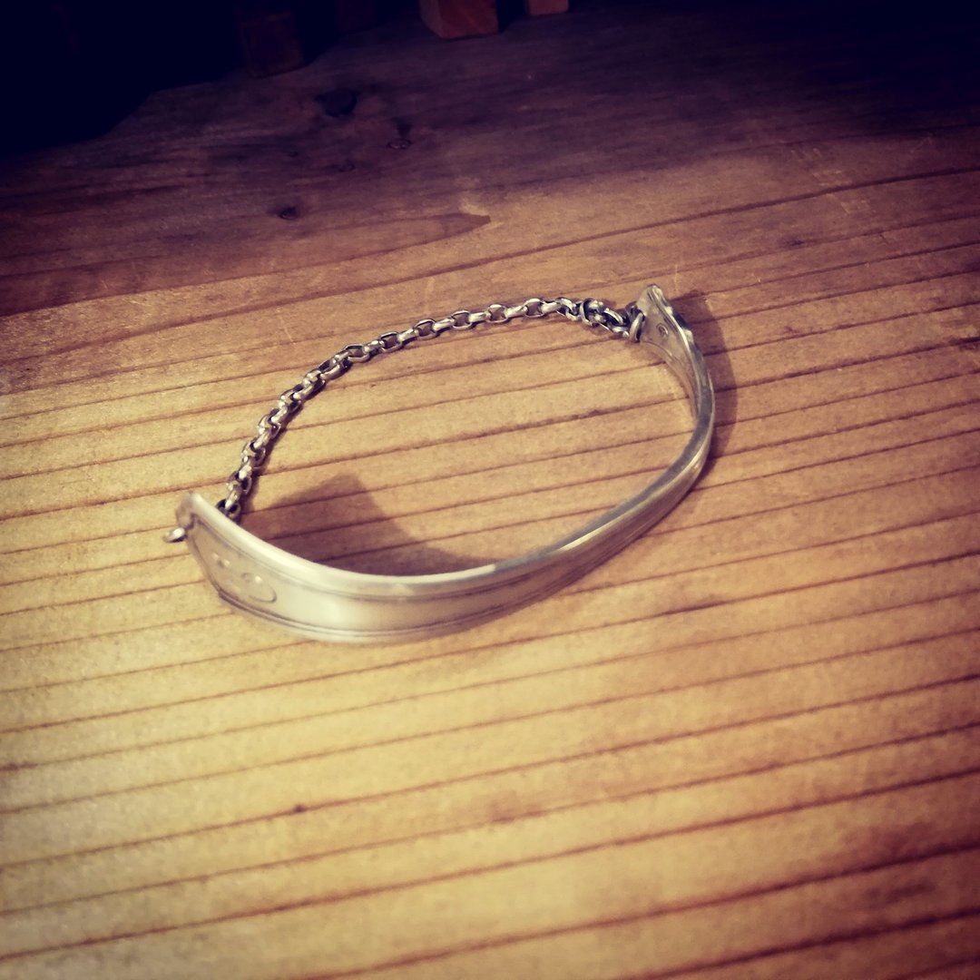 Recommended simple design. American Antique Silver Spoon Remake Men's Bracelet_0802 Vintage - 手链/手环 - 纯银 银色