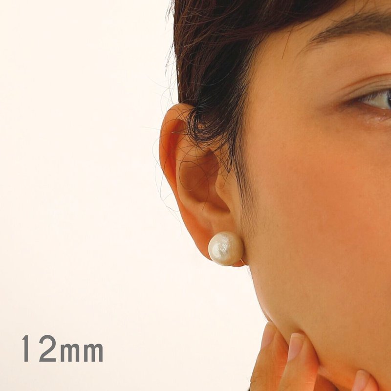 棉质珍珠 - 12 毫米棉质珍珠环形耳夹 - 耳环/耳夹 - 其他金属 金色