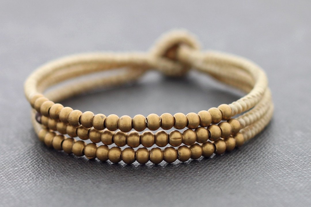 Strand Bracelets Beaded Woven Ivory Brass Gift Yoga - 手链/手环 - 纸 卡其色