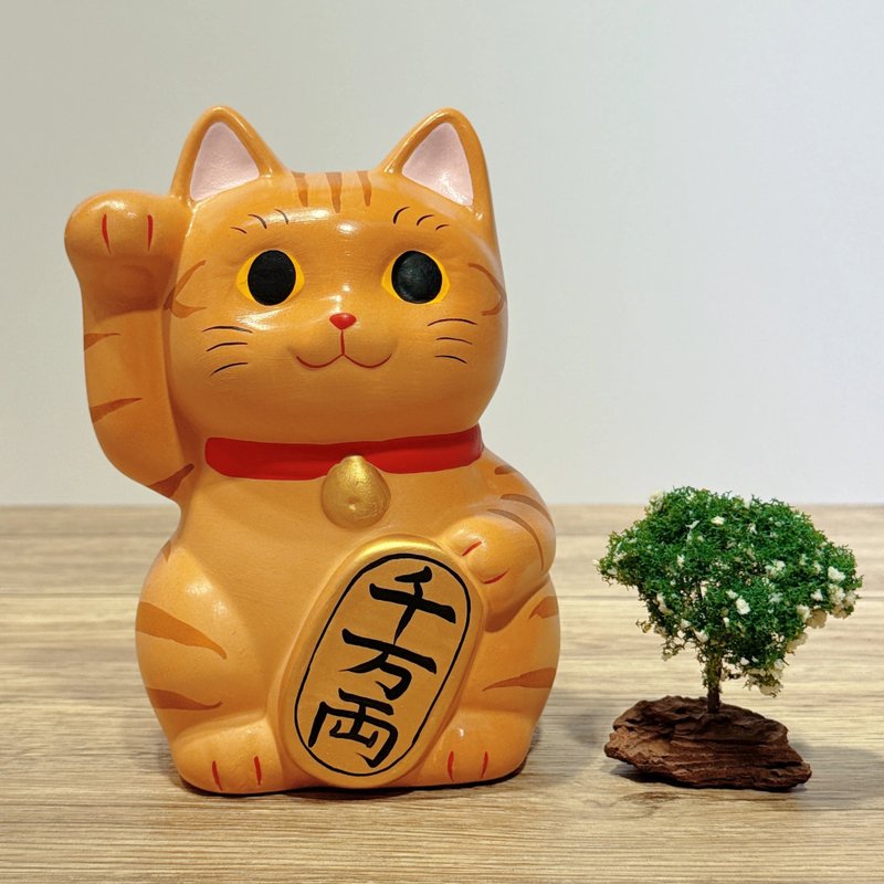 【虎纹招财】日本谷中堂招财猫 | 小判 虎纹 - 摆饰 - 瓷 橘色