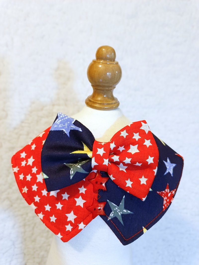 Two tone 小背心 星星 煲呔造型颈饰 颈项 collar - 衣/帽 - 棉．麻 蓝色