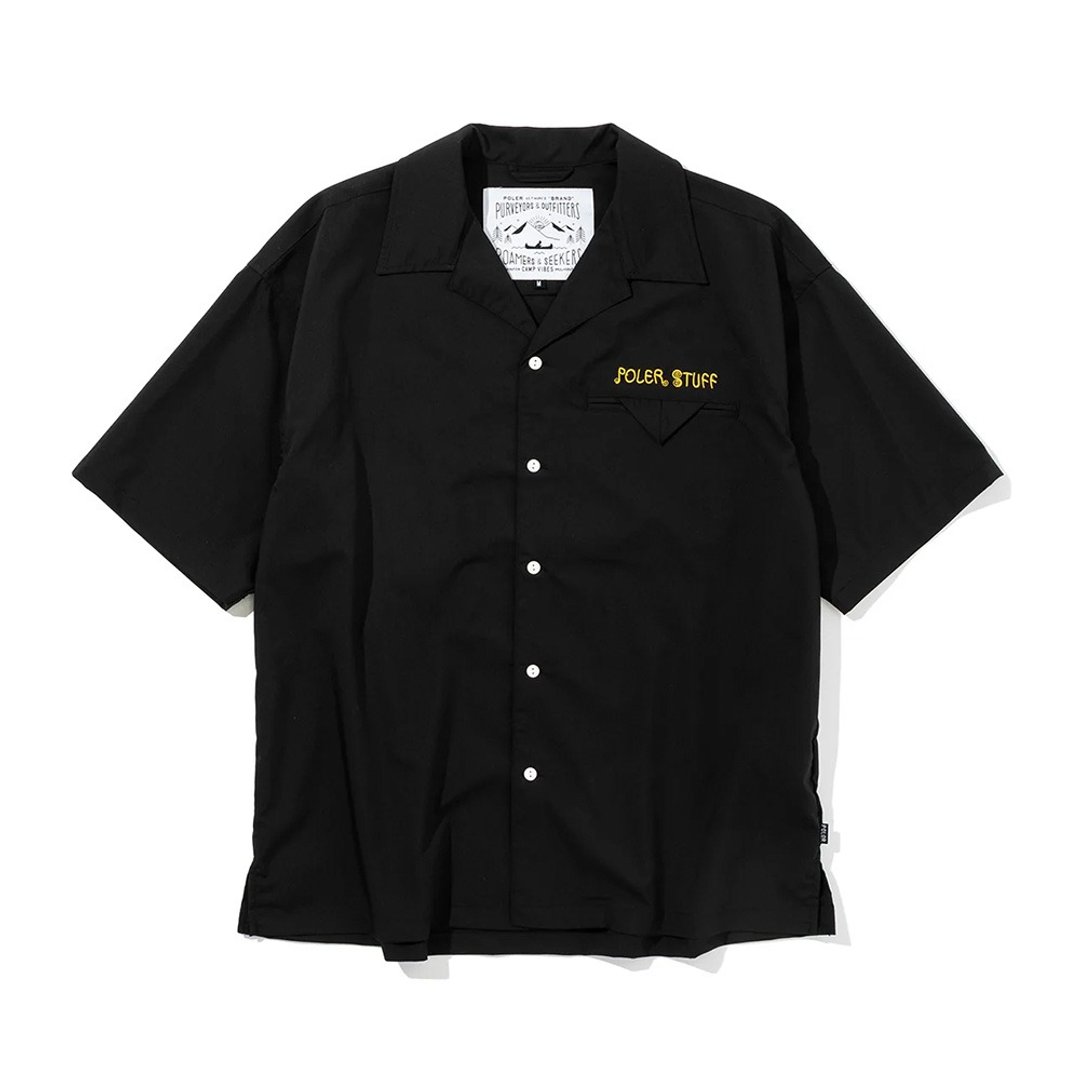 日本限定POLER TOURIST TRAP RELAX OPEN COLLAR SHIRT 衬衫 / 黑 - 男装衬衫 - 聚酯纤维 黑色