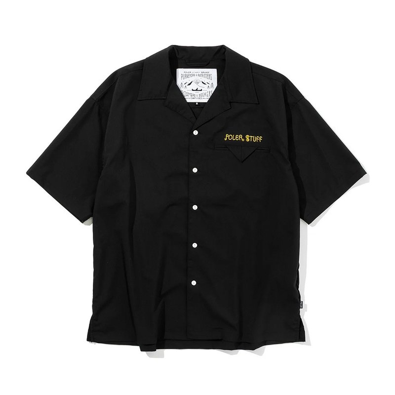 日本限定POLER TOURIST TRAP RELAX OPEN COLLAR SHIRT 衬衫 / 黑 - 男装衬衫 - 聚酯纤维 黑色
