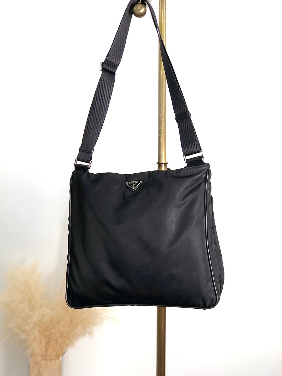 【日本直送 名牌二手包】PRADA 普拉达 侧肩包 黑色 三角标志 尼龙 多口袋 vintage 古董 4dj5cv - 侧背包/斜挎包 - 尼龙 黑色