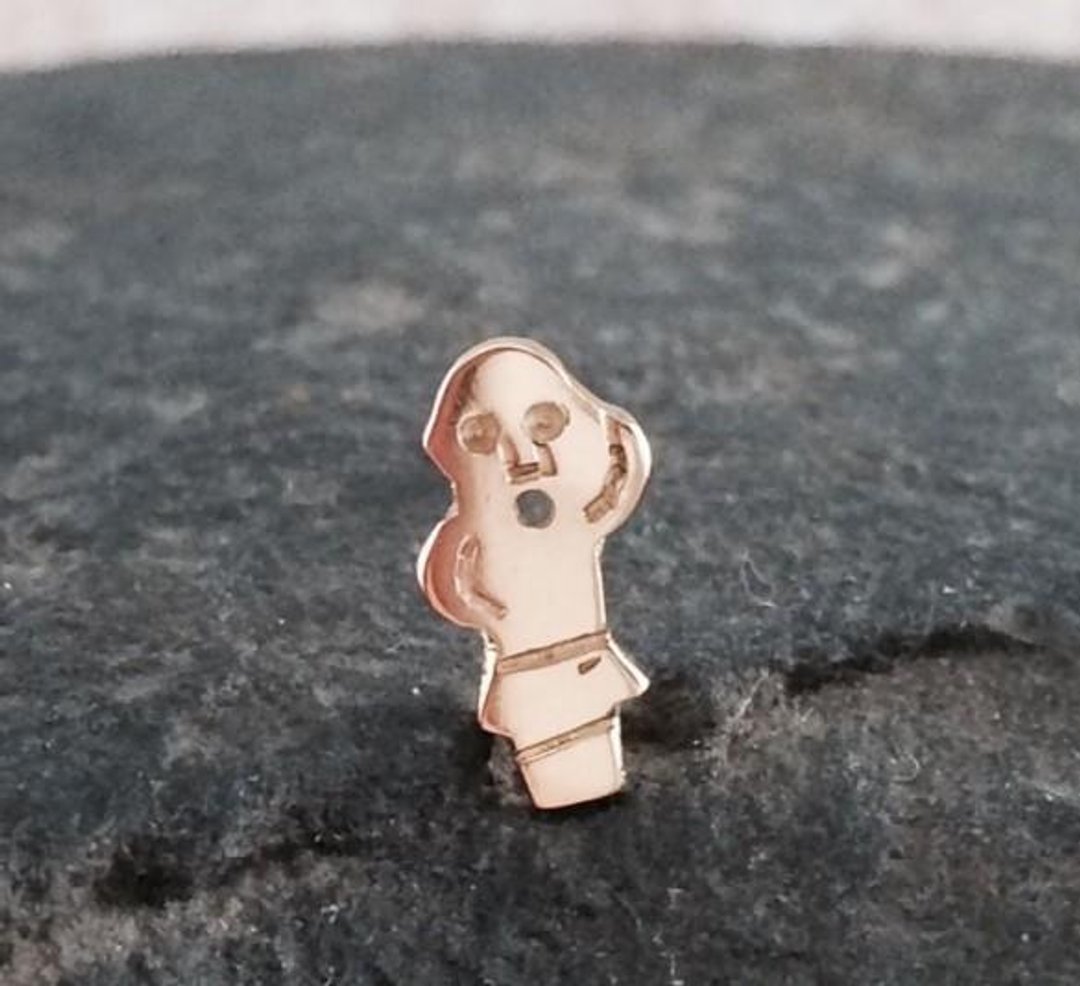 K18 Haniwa * Ear earrings - 耳环/耳夹 - 其他金属 