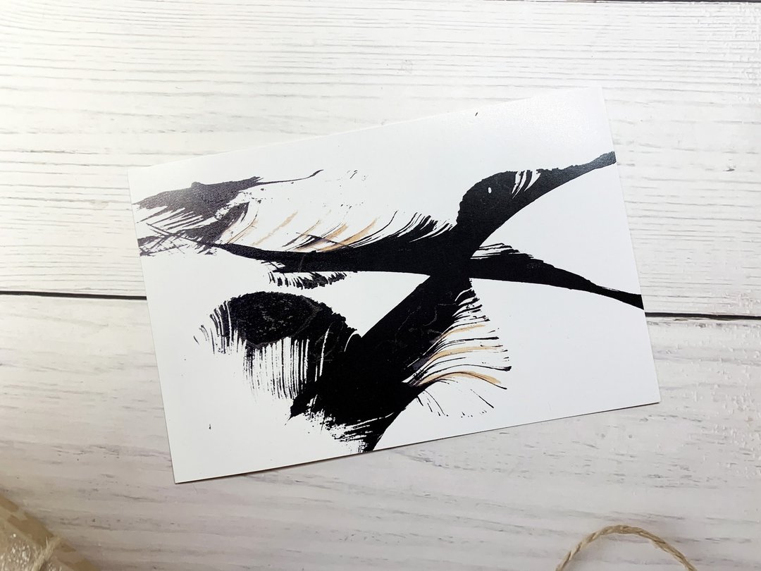 拉线画明信片–忘忧黑鸟 - 卡片/明信片 - 纸 白色