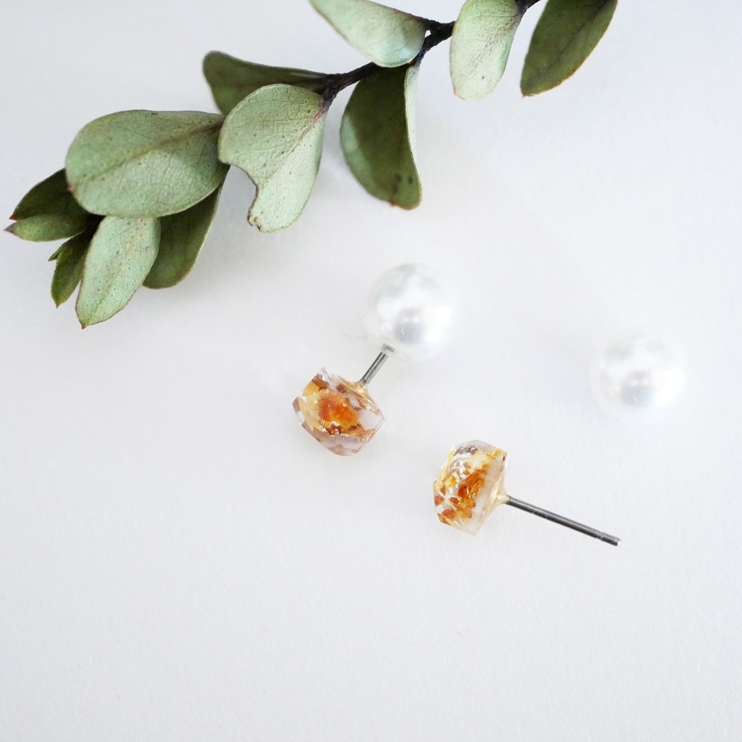 Earrings of osmanthus - 耳环/耳夹 - 树脂 黄色