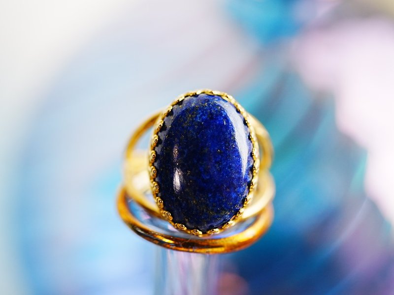 【Video】Lapis lazuli Oval XL ring - 戒指 - 半宝石 蓝色