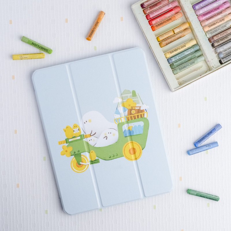 【限时特卖】iPad 插画家联名保护壳【出发去】右侧笔槽款 - 平板/电脑保护壳 - 其他材质 蓝色