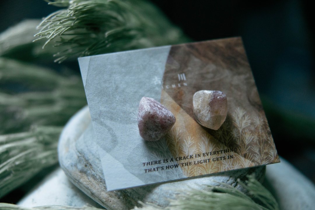 CRACK | 矿物系耳环 |  EARRINGS - 耳环/耳夹 - 玉石 粉红色