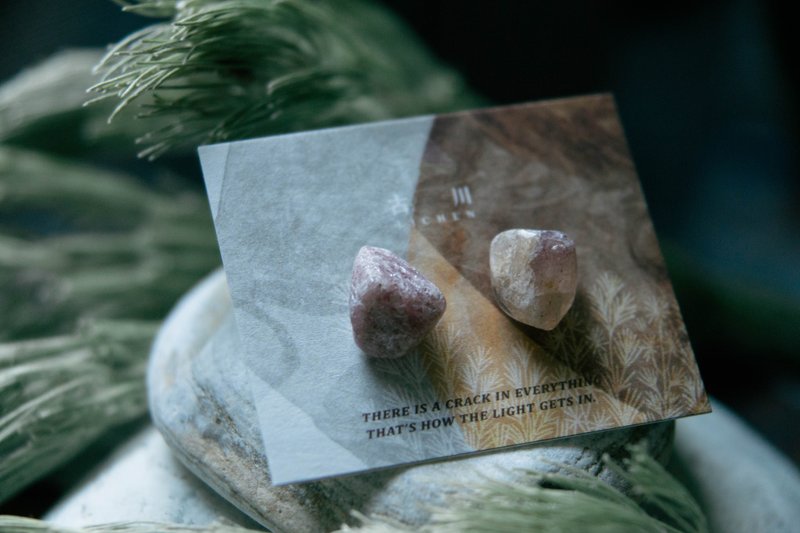 CRACK | 矿物系耳环 |  EARRINGS - 耳环/耳夹 - 玉石 粉红色