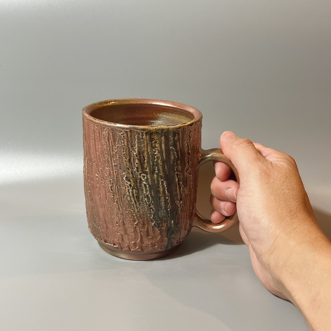 柴烧500cc金彩木纹马克杯 / 啤酒杯 / 小平凡手作 - 茶具/茶杯 - 陶 