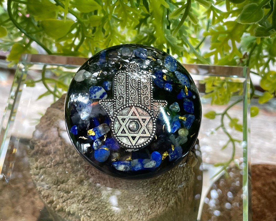 法蒂玛之手Hamsa 奥刚随身盘 | 保护和力量 - 其他 - 水晶 蓝色