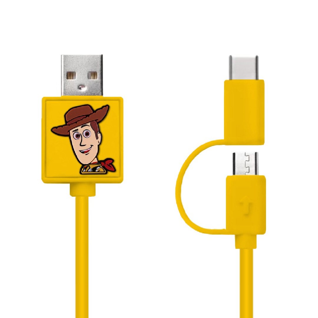 迪士尼系列 Type C / Micro USB 二合一快充传输线 胡迪 - 充电宝/传输线 - 塑料 黄色