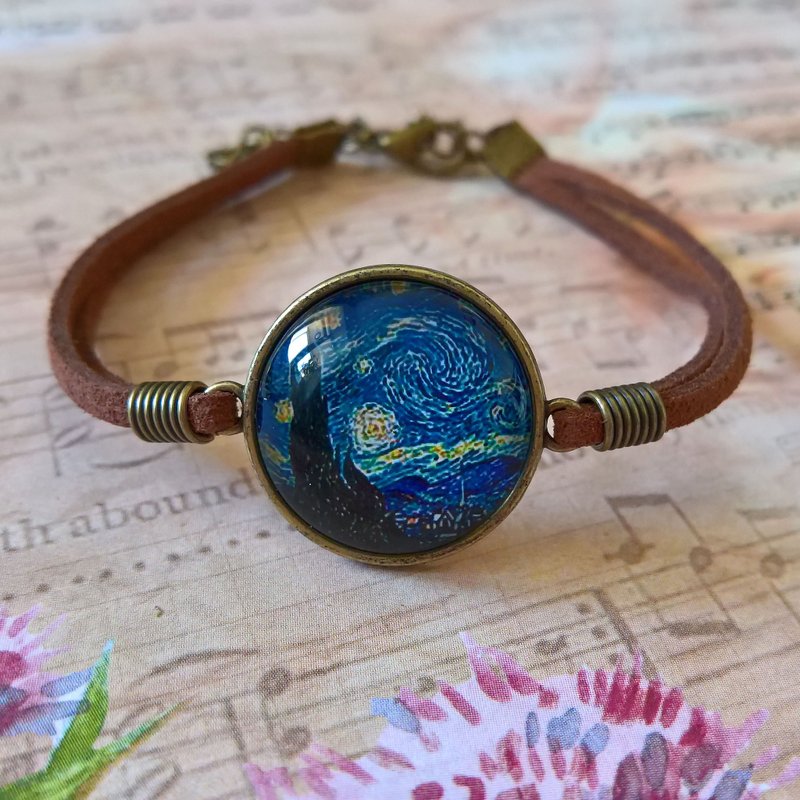 Van Gogh bracelet Starry Night, Van Gogh Art Jewelry, Vincent Van Gogh Jewelry - 手链/手环 - 其他材质 