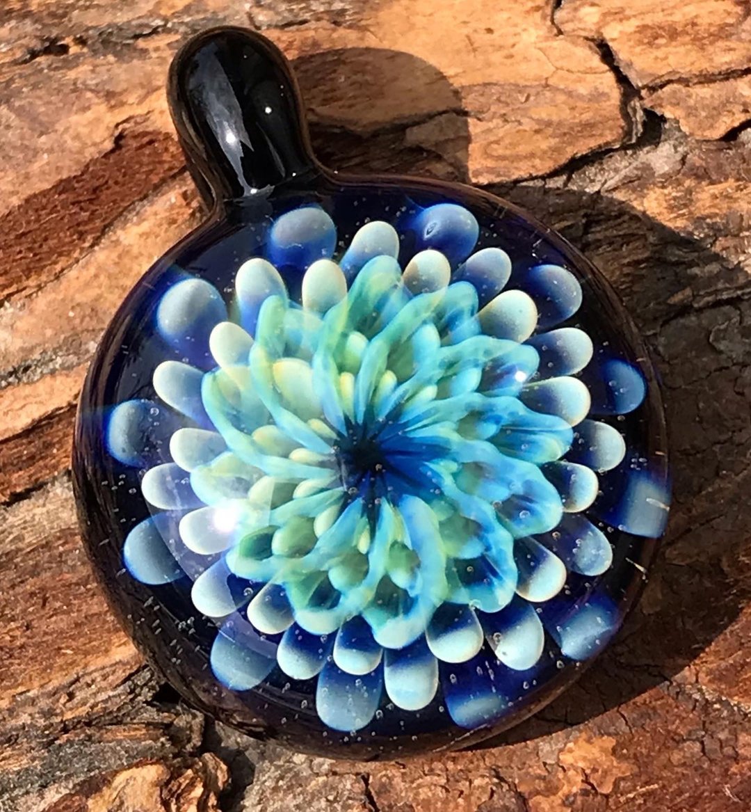 boroccus 白色 蓝色 烟雾 立体 几何 硼硅酸盐 玻璃 吊坠 - 项链 - 玻璃 蓝色