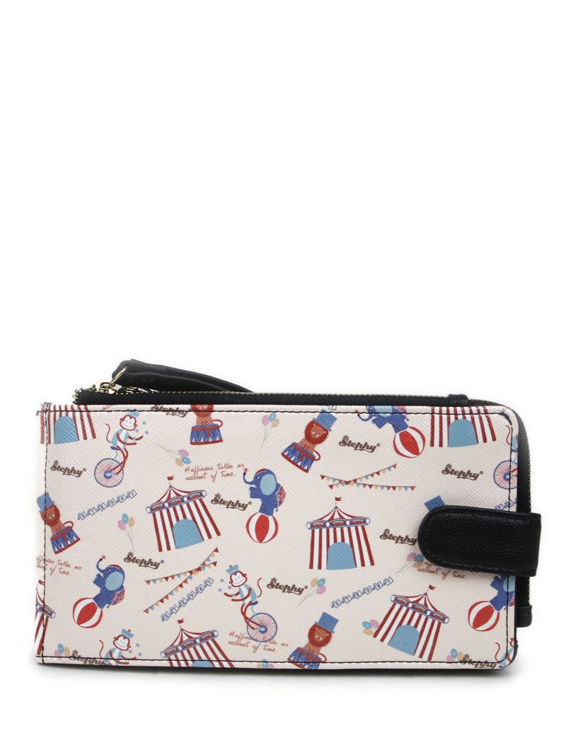 Stephy果果SB116-DU女款可爱马戏团艺术设计印刷的长钱包/卡包 - 皮夹/钱包 - 真皮 