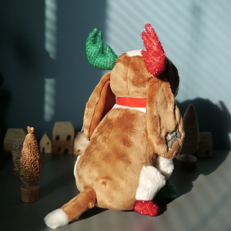 快速出货 || Hush Puppies 10寸 节日限定麋鹿巴吉度/背影杀手 - 玩偶/公仔 - 聚酯纤维 咖啡色