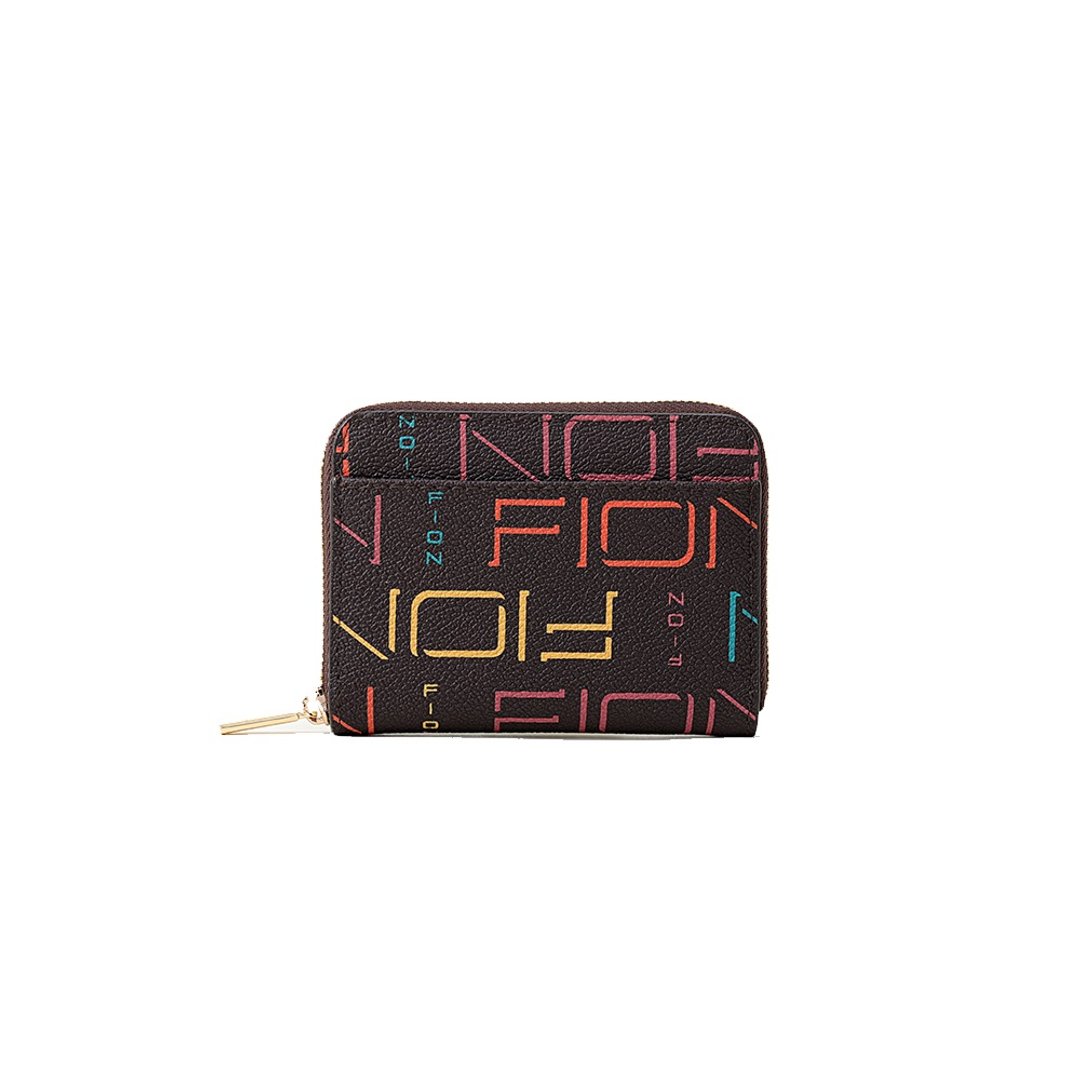 FION MULTI COLOR PVC 皮革拉链钱包 钱包 短夹 - 皮夹/钱包 - 人造皮革 咖啡色