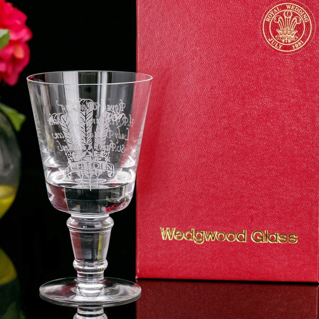 【皇家婚礼纪念】Wedgwood 1981查尔斯王 黛安娜婚礼手工水晶酒杯 - 酒杯/酒器 - 玻璃 