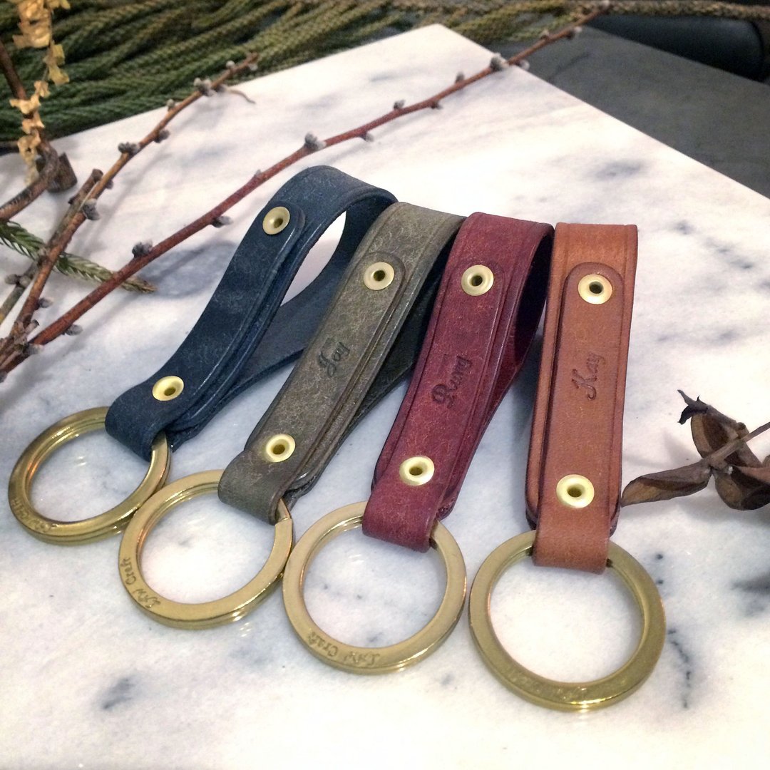 云彩斑点钥匙圈 | 四色 Leather Keychain - 钥匙链/钥匙包 - 真皮 蓝色