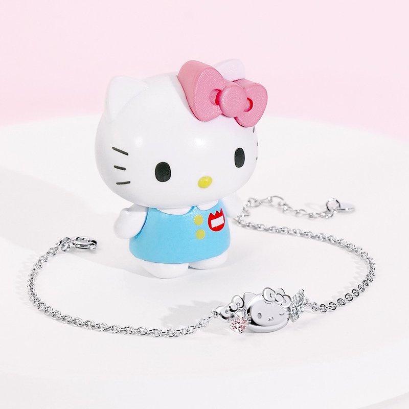 Sanrio学院Mix系列-HelloKitty凯蒂猫晶钻纯银手链 - 手链/手环 - 纯银 银色