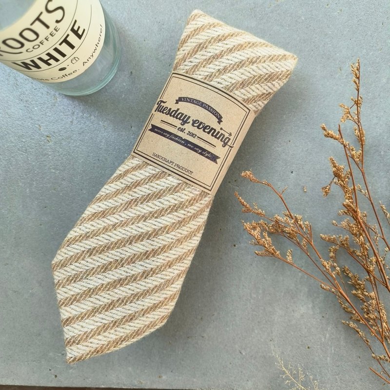 金棕色奶油白条纹领带 - 领带/领带夹 - 聚酯纤维 