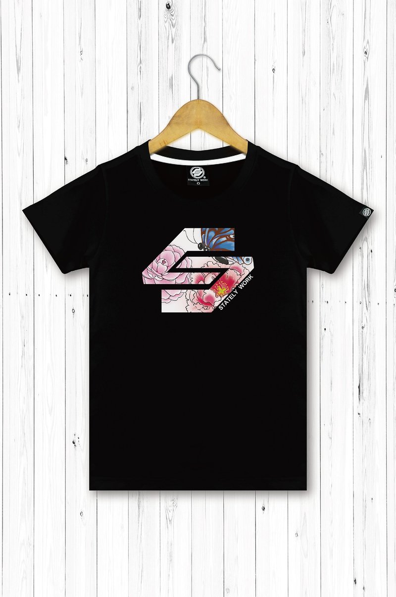 STATELYWORK吉祥花 女T恤 - 女装 T 恤 - 棉．麻 黑色