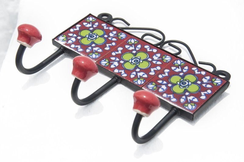 英式复古手绘陶瓷挂钩/陶瓷挂钩/陶瓷窗户挂钩-西班牙风花朵植物 - 衣架/挂勾 - 陶 多色