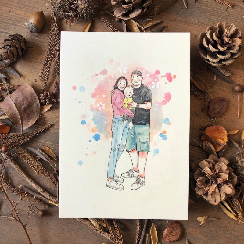 【手绘 / 全身】附包装 似颜绘 定制 生日 毕业 礼物 圣诞节 - 卡片/明信片 - 纸 白色