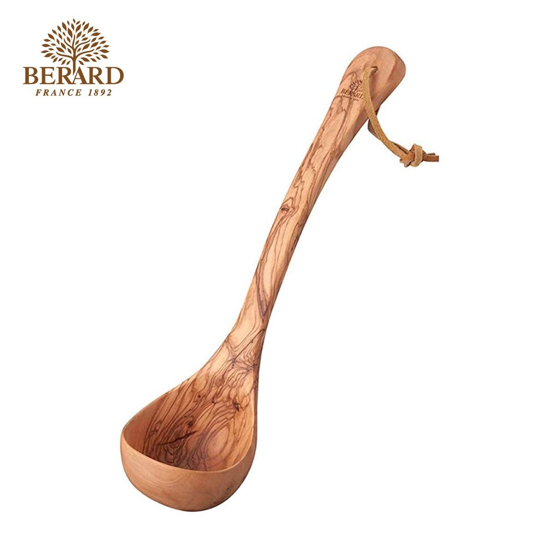 法国 Berard 毕昂原木食具 手工橄榄木大汤杓连皮绳 14寸 - 汤勺/锅铲 - 木头 咖啡色