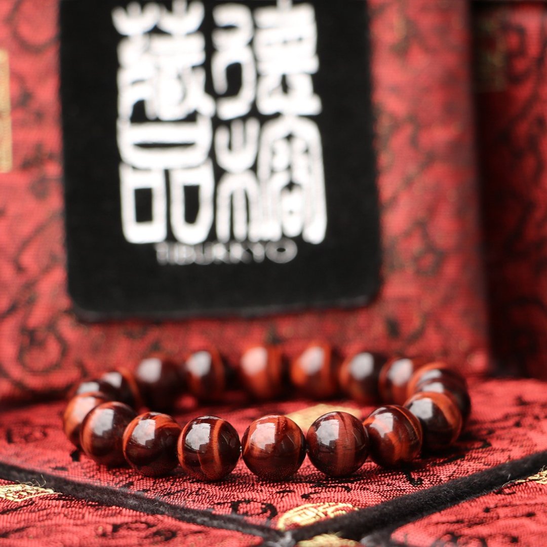 原矿无染色红虎眼石手珠 10mm 虎眼石手链 定制化串珠饰品 设计 - 手链/手环 - 半宝石 